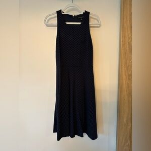 Elegant Navy and White Polka Dot Dress, Banana Republic